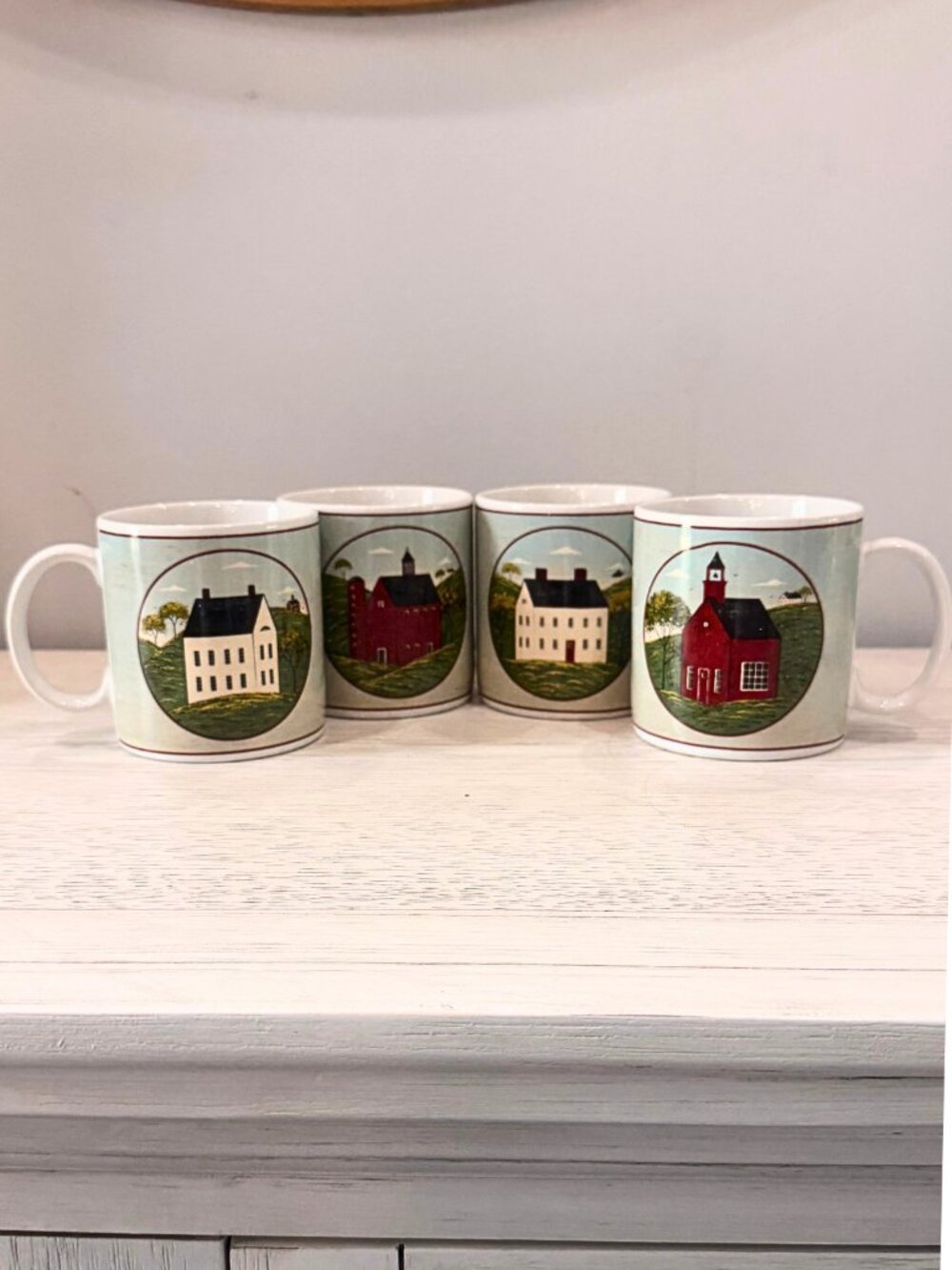 Vintage Warren Kimble Brandon House Country Life Sakura Coffee Mugs Set Of 4